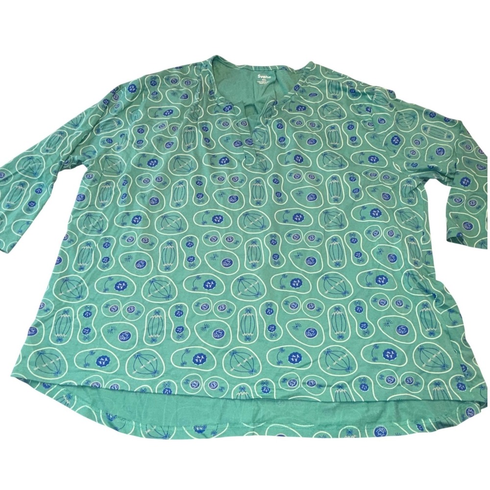 Svaha Mitosis Top Women's Size 4XL Science Teacher 3/4 Sleeve Organic Cotton